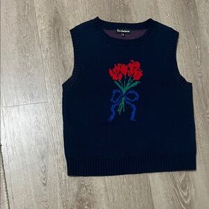 En Saison Navy Sweater with Red Accents